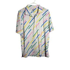 Chubbies Mens Medium Polo Shirt Multicolor 80s Style Brush Strokes Short Sleeve